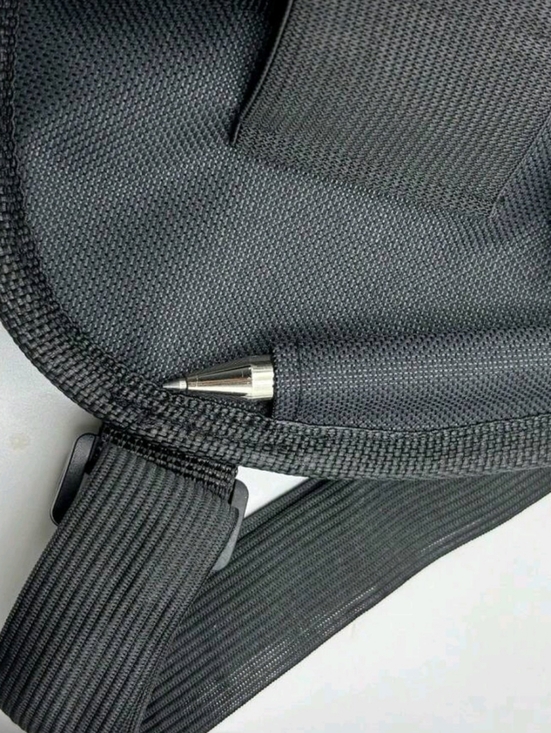 Sleek Black Nylon Crossbody with Pen Slot - Picture 2 of 5